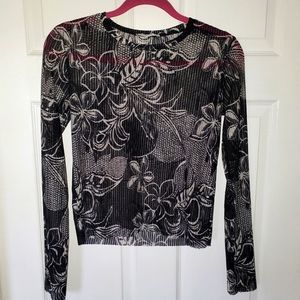 Floral Pattern mesh Small Black and White Zara top
